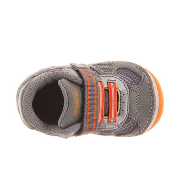 NEW Stride Rite Baby Soft Motion Conner Sneaker Grey Orange Walker First Step - Picture 4 of 5